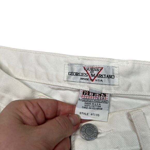 GUESS Vintage 80s High Waisted Tapered Leg Mom Jeans FLAW White Womens 31 - Picture 7 of 9
